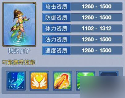 神武手游碧波仙子属性技能全解析