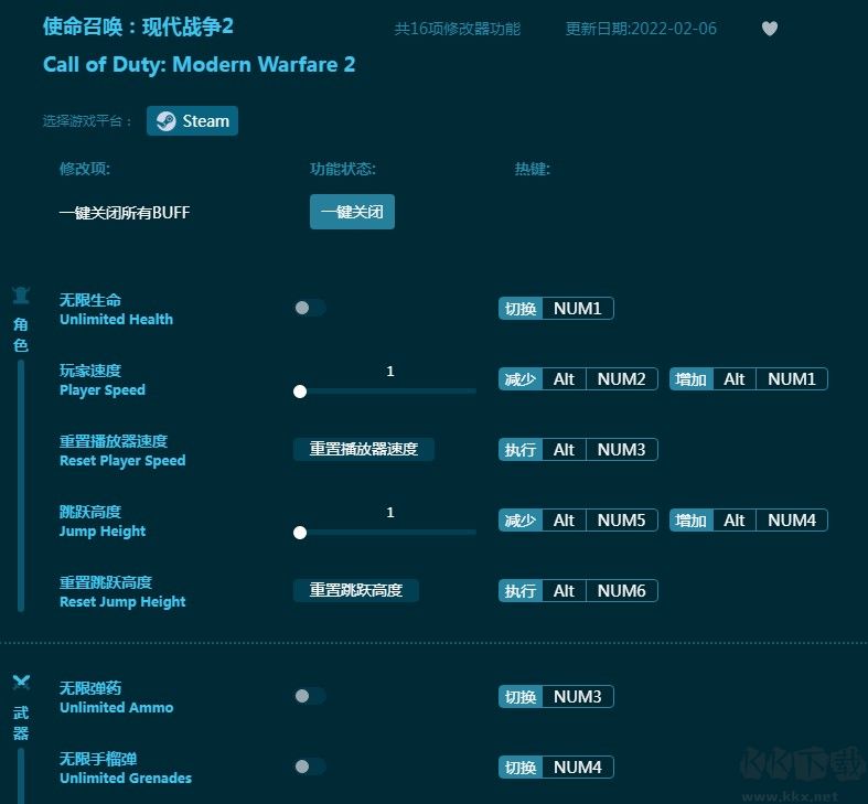 使命召唤现代战争2十六项修改器